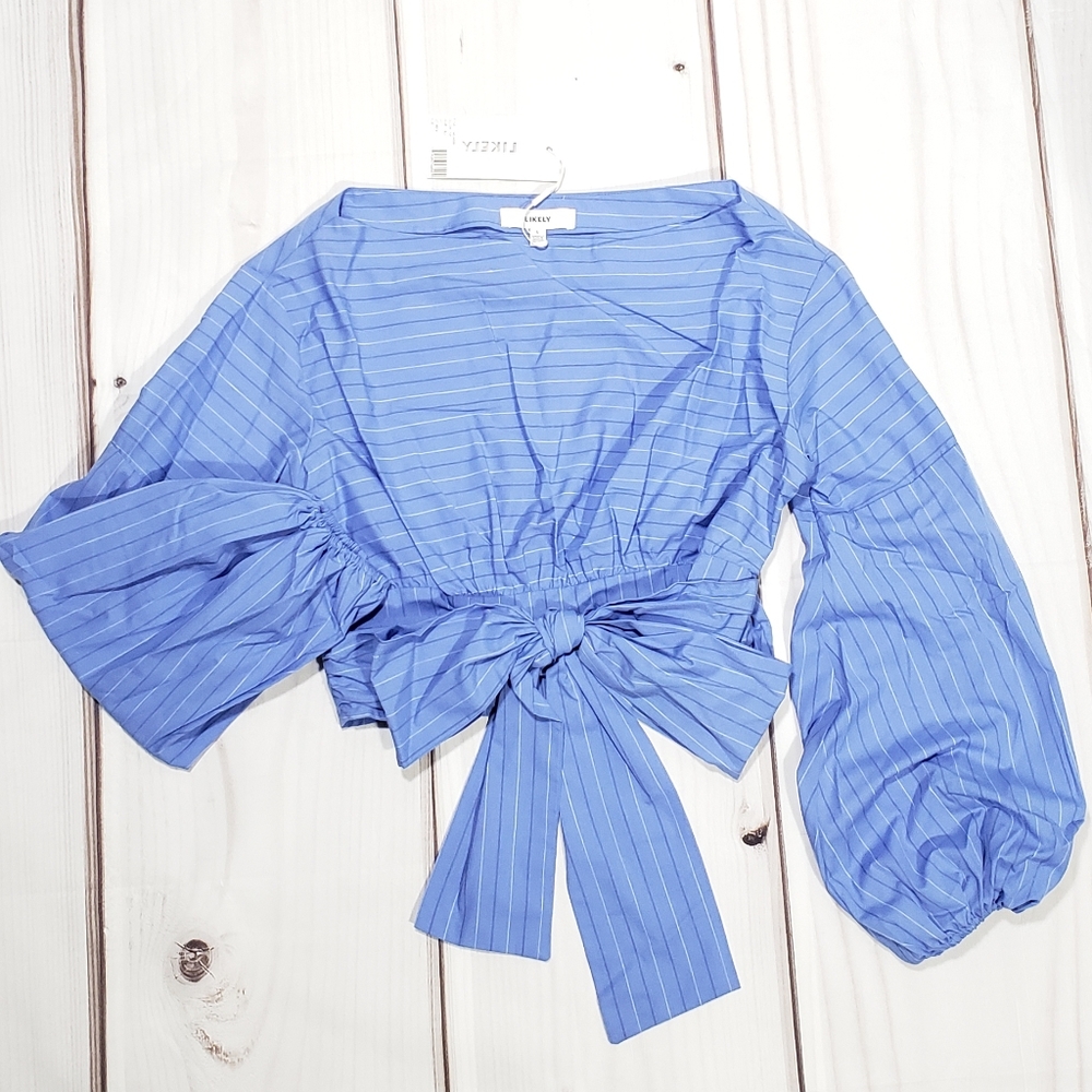 Likely Bubble Sleeve Boyfriend Tie Detail Top - Picture 3 of 10